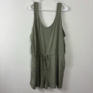 Eddie Bauer Romper Womens XL Sleeveless Drawstring Light Olive Green Lounge